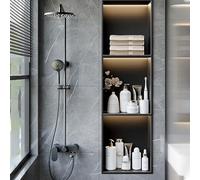 Hornacina Ducha Nicho Acero Inoxidable para Pared con iluminación LED para baño, Estante Empotrado, Soldadura sin Costuras, fácil instalación Horizontal o Vertical, Mejora la estética del ba