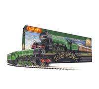 Hornby R1255M Flying Scotsman Train Set - Modelo de ferrocarril analógico de calibre OO, incluye: locomotora, 3 vagones, pista de arranque ovalada, juegos de tren modelo eléctrico de arranque - escala