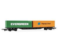 Hornby R60360 Vagón portacontenedores RailRoad BR FFA con dos contenedores de 30', Escala OO, a partir de 14 años