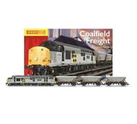 Hornby TT1008M Zugset Spur TT:120 - Coalfield Freight Zugset | Kit de tren eléctrico de arranque analógico con locomotora diésel clase 37 y 3 vagones de tolva, escala compacta 1:120