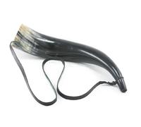 HORNCRAFT Corneta de cuerno de buey | Cuerno de guerra vikinga | Trompeta sonido de batalla | 13 pulgadas | Corneta pulida oscura media | Caza estilo trompeta