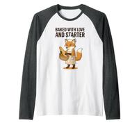 Horneado con Amor Y Baker Principiante Obse Amante del Pan De Masa Madre Camiseta Manga Raglan