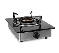 Hornillo a gas, cuerpo INOX y superficie de cristal templado negro (7mm). Combustible: Gas butano o gas propano. Apto para uso interior-exterior.
