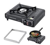 Hornillo Camping Ga/s, Hornillo de Ga/s Portátil, Estufa de Camping Portátil y Compacto Quemador de G-as Butano con Anillo a prueba de vientoes, Para Actividades Al Aire Libre, Picnic, Viajes