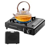 Hornillo de camping con función de barbacoa y placa de cocción | Cocina móvil regulable sin niveles de 2900 W, perfecta para jardín, supervivencia, excursiones de mochilero y actividades al aire libre
