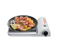 Hornillo de camping de gas 3500 W, hornillo de gas portátil con encendido piezoeléctrico, quemador de cartuchos, barbacoa de mesa para exterior, jardín, pícnic, camping, ligero, compacto, color blanco