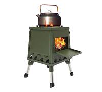 Hornillo de camping, estufa de leña al aire libre, resistente al óxido, barbacoa, camping, tienda de campaña, horno de leña, con bastón, guantes y juego de bolsa, actividades al aire libre, para