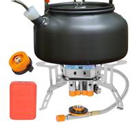 Hornillo de Camping | Estufa De Senderismo Con Encendido Piezo Y Adaptador De Bombona,De Cocina Exterior 2800W Para Senderismo Playa Y Picnic