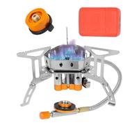 Hornillo de Camping,Estufa De Senderismo Con Encendido Piezo Y Adaptador De Bombona - Equipo de Cocina Exterior Plegable 2800 Vatios para Trekking Senderismo Montaña Aventuras en Camping