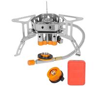 Hornillo de Camping | Quemador Windproof Con Adaptador Para Cartucho Y Estuche De Transporte - Equipo de Cocina Exterior Plegable 2800 Vatios para Trekking Senderismo Montaña Aventuras en Camping