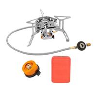 Hornillo de Camping - Quemador Windproof Con Adaptador Para Cartucho Y Estuche De Transporte,Quemador Plegable Con Control De Llama Ajustable Para Senderismo Montaña Playa Picnic Y Parrilla