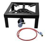 Hornillo de gas de 8 kW, para exteriores, camping, 25 x 25 x 11 cm, cocina de gas, incluye manguera de gas de propano de 150 cm y regulador de presión de gas de 50 mbar, regulador constante