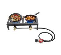 Hornillo de gas doble portátil para exteriores con regulador ajustable de 0 - 20 psi, hornillo de gas profesional, hornillo de camping al aire libre