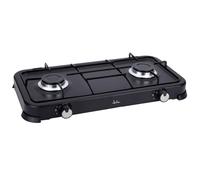 JATA JECG2702 - Cocina de Gas Portátil 2 Fuegos, Hornillo de Sobremesa para Butano y Propano, Parrilla Metálica, Tapa Protectora Extraíble, Cuerpo Pintura Epoxi Gran Resistencia, Homologación para Gas