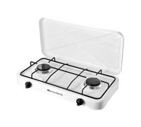 Melchioni Family | MINERVA NEW Cocina de Gas 2 Fuegos Blanca para Exterior | Acero Esmaltado, GLP, Tapa Protectora, Parrilla Extraíble, Llama Regulable