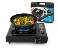 Hornillo de Gas Portátil con Maletín Cocina Camping a Gas Butano Encendido Automático Piezoeléctrico Potente, Seguro y de Bajo Consumo Ideal Camping, Excursiones y Emergencias Cartucho Gas No Incluido