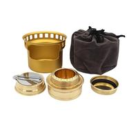 Hornillo de titanio, quemador de alcohol, estufa de leña para exteriores con soporte, soportes, multicombustible, ultraligera (solo horno), estufa de camping, calefacción de alcohol (dorado)