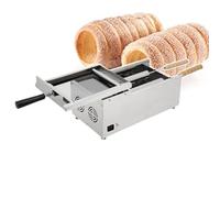 Hornillo eléctrico de acero inoxidable con chimenea para pasteles, 1500 W, para helados y conos, con 2 rodillos, temperatura ajustable de 50 a 300 °C, para uso doméstico y comercial. (220V)