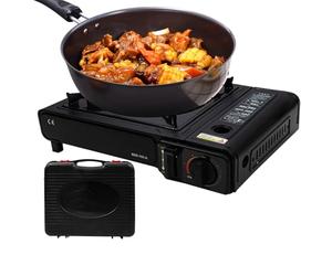 Hornillo g-as Portatil, Estufa de butano, Estufa de Camping de 2800W Con Maletín de Transporte, Quemador de Cocina al Aire Libre para Camping, Viajes, Vacaciones, Senderismo, Pícnic 34x28x8.9cm