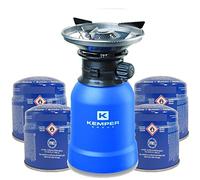 Hornillo gas 2200 W carcasa ABS Piezo + 4 cartuchos de gas 190 gr KEMPER