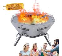 Hornillo portátil de camping, barbacoa de hoguera, estufa de leña hexagonal, resistente barbacoa, estufa de leña para cocinar al aire libre, hoguera, patio, patio trasero