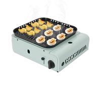 Hornillo portátil de camping de 2,3 kW, barbacoa de gas para exteriores, con maletín, encendido electrónico, bandeja antiadherente, válvula de seguridad de sobrepresión, para picnic, balcón y viajes