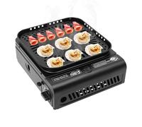 Hornillo portátil de camping de 2,3 kW, parrilla de gas para exteriores, con maletín, encendido electrónico, bandeja antiadherente, válvula de seguridad de sobrepresión, para picnic, balcón y viajes