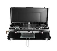 Hornillo portátil de camping de gas, 3 llamas, 4500 W, estructura de una pieza, pies antideslizantes, para camping, barbacoas, picnics