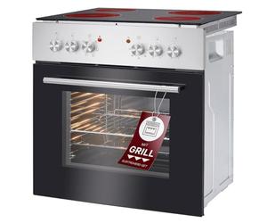 Horno Bomann con placa vitrocerámica - 50 °C - 250 °C - Grill y calor superior/inferior - 4 zonas de cocción - Placa de 60 cm - Horno empotrable de 61 L - Conjunto - Puerta de cristal triple
