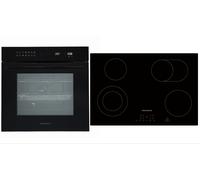 Horno Cocina Encimera Negro 77cm Vitrocerámica Set Autark Pirólisis respekta