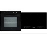 Horno Cocina Encimera Negro Inducción 77cm Set Autark Temporizador Pirólisis