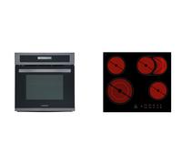 Horno Cocina Encimera Vitrocerámica Herdset Empotrable sin Marco Negro Steel