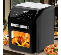 Horno de aire caliente BAKAJI Asa sin aceite Airfryer de 12Lt capacidad Pantalla táctil LED 12 programas Temporizador Regulación de 1800W de potencia