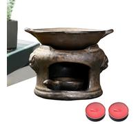 Horno de aromaterapia, difusor de de cerámica Multifuncional y Seguro con Dos Velas - difusor de Perfume del Quemador de la Vela, para la relajación de la meditación del Dormitorio