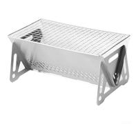 Horno de barbacoa portátil compacto con construcción de acero inoxidable para asar a la leña en viajes de senderismo y pesca (medio)