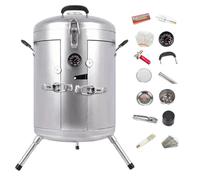 Horno de Carbón para Pato Parrilla de Acero Inoxidable Sin Humo con Diversos Accesorios Calentamiento Uniforme de 360° Portátil Horno Vertical Asador for Barbacoa, Pavo, Ganso, Cordero(Silver,C)