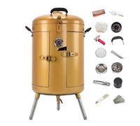 Horno de Carbón para Pato Parrilla de Acero Inoxidable Sin Humo con Diversos Accesorios Calentamiento Uniforme de 360° Portátil Horno Vertical Asador for Barbacoa, Pavo, Ganso, Cordero(Gold,C)