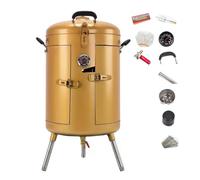 Horno de Carbón para Pato Parrilla de Acero Inoxidable Sin Humo con Diversos Accesorios Calentamiento Uniforme de 360° Portátil Horno Vertical Asador for Barbacoa, Pavo, Ganso, Cordero(Gold,B)