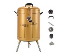 Horno de Carbón para Pato Parrilla de Acero Inoxidable Sin Humo con Diversos Accesorios Calentamiento Uniforme de 360° Portátil Horno Vertical Asador for Barbacoa, Pavo, Ganso, Cordero(Gold,A)