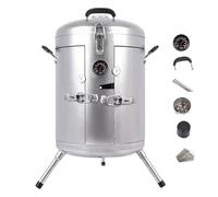 Horno de Carbón para Pato Parrilla de Acero Inoxidable Sin Humo con Diversos Accesorios Calentamiento Uniforme de 360° Portátil Horno Vertical Asador for Barbacoa, Pavo, Ganso, Cordero(Silver,A)