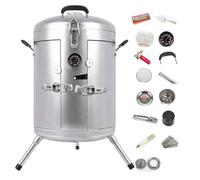 Horno de Carbón para Pato Parrilla de Acero Inoxidable Sin Humo con Diversos Accesorios Calentamiento Uniforme de 360° Portátil Horno Vertical Asador for Barbacoa, Pavo, Ganso, Cordero(Silver,D)