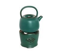 Horno de cerámica con velas de esmalte variado, estufa de té caliente calentada, juego de té Kung Fu para el hogar, color verde oscuro