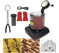 Horno de fundición de oro eléctrico, horno de fundición portátil, horno de fundición digital eléctrico de 1750 W, kit de horno de fundición para refinación de joyas, metales, oro, plata, cob