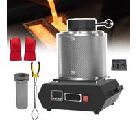 Horno De FusióN De Oro 1500 W,1150 °C/2102 °F, Horno De FusióN EléCtrico Digital,Crisol Grafito De RefineríA Con Placa Grafito 5 Orificios Y Guantes,Para Fundir,Plata,Oro Y Cobre(With-netting,1kg)