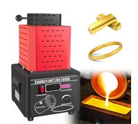 Horno de fusión de oro eléctrico de 5000 W, 1600 °C/2912 °F, horno de fusión automático digital, kit de fundición de metales con crisol de grafito de 1 kg, 2 kg y 3 kg, rojo (1 kg)