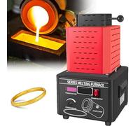Horno de fusión de oro eléctrico, kit de fundición de metales, horno digital, máquina de fusión de frecuencia media, mini horno de fusión de frecuencia media de 2912 ℉ con crisol de grafito,