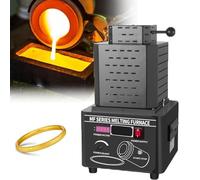 Horno de fusión de oro eléctrico, kit de fundición de metales, horno digital, máquina de fusión de frecuencia media, mini horno de fusión de frecuencia media de 2912 ℉ con crisol de grafito,