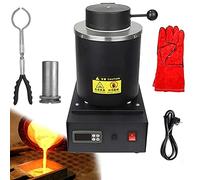 Horno de fusión eléctrico de oro de 1750 W y 1150 ℃ con crisol de grafito para fundición de oro, plata, cobre y aluminio.