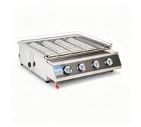 Horno de Mesa Profesional 4 6 8 Quemadores Inox | Aparato de Cocina Robusto de Gas Propano con Quemadores Cerámicos y adjustment Preciso de Llama para Catering(4 Burner)