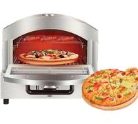 Horno de pizza a gas, pizzera de propano para exteriores con piedra para pizza de 30 cm, cocina de pizza portátil de acero inoxidable, termómetro incorporado.